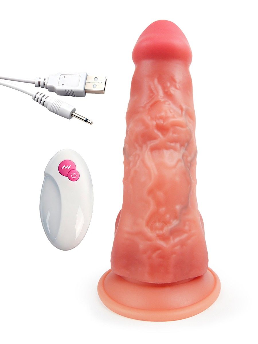 Телесный вибратор-реалистик с пультом ДУ - 25 см. — изображение 9