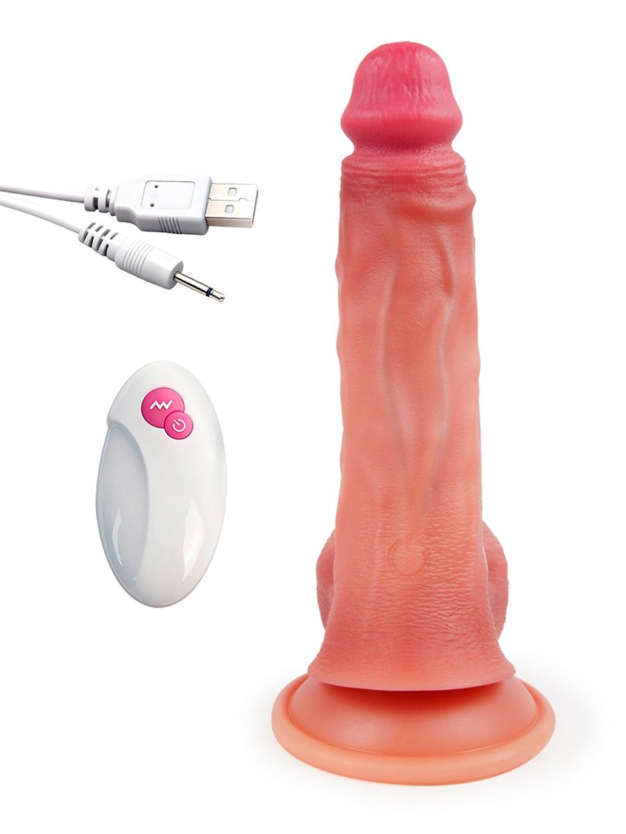 Телесный вибратор-реалистик с пультом ДУ - 23 см. — изображение 3