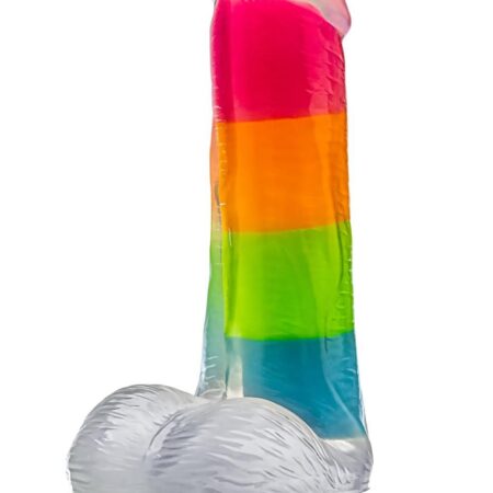 Яркий люминесцентный фаллоимитатор Rainbow Rave - 16,5 см.