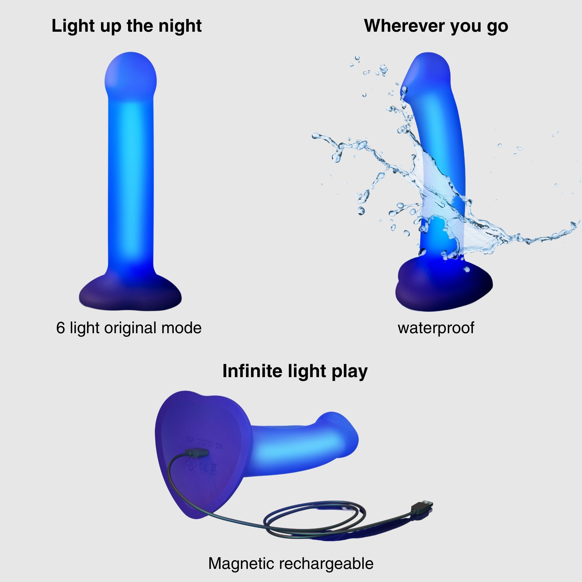 Светящийся фаллоимитатор Strap-on-me Glow-Led Dildo - size M — изображение 5