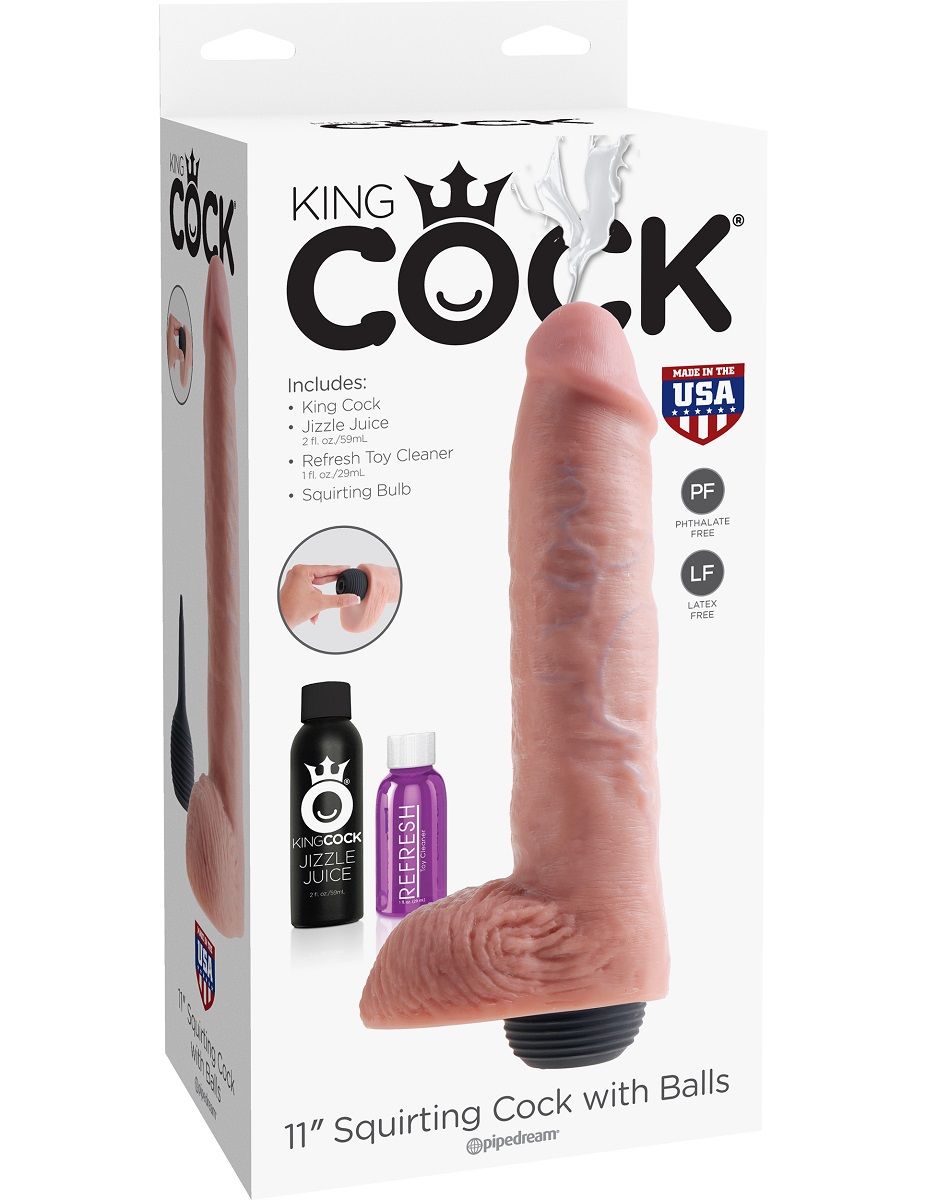 Телесный фаллоимитатор с функцией семяизвержения 11 Squirting Cock with balls - 27,9 см. — изображение 4