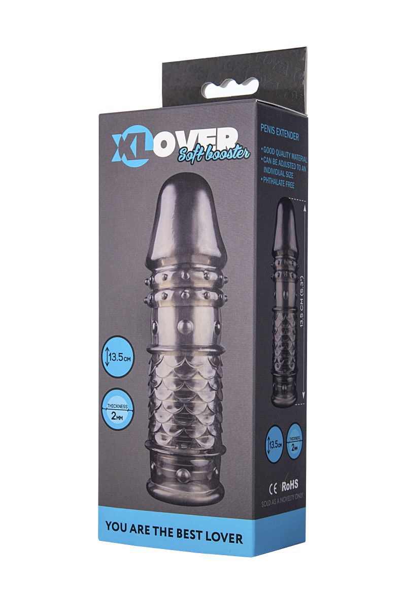 Дымчатая закрытая насадка ToyFa XLover с чешуйками и пупырышками - 13,5 см. — изображение 3