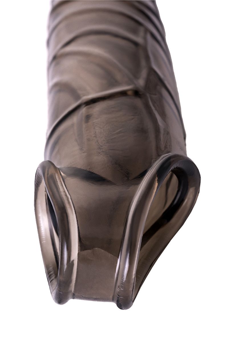 Дымчатая фаллическая насадка с подхватом и закрытой головкой - 16,2 см. — изображение 3