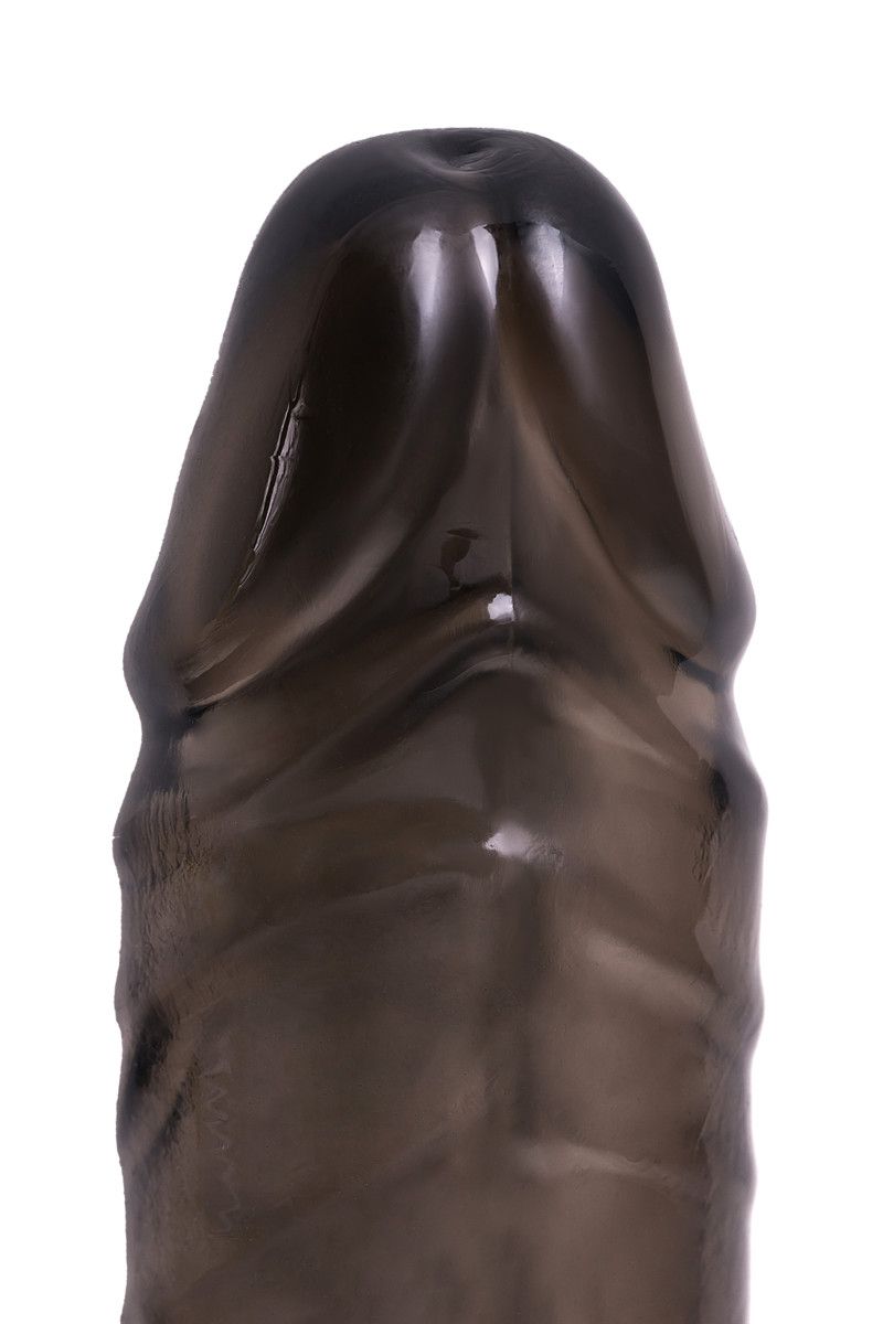 Дымчатая фаллическая насадка с подхватом и закрытой головкой - 16,2 см. — изображение 9