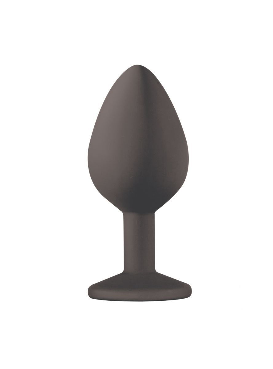 Чёрная анальная пробка Emotions Cutie Medium с прозрачным кристаллом - 8,5 см. — изображение 2